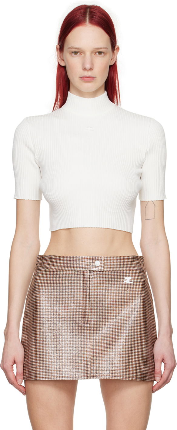 Кроп-топи Courrèges Cropped Fitted T-Shirt білий | 124MPU135FI0001