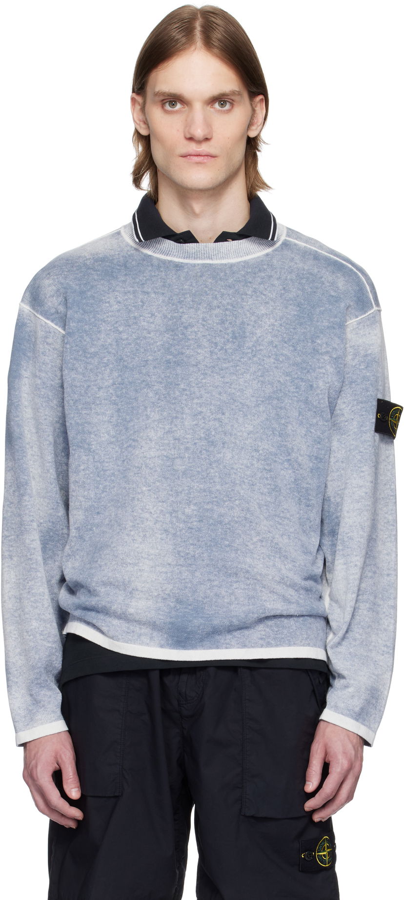 Cветр Stone Island Stone Island Raw Hand Light Organic Cotton Sweater Синій | K1S15 5100030 S00Z2