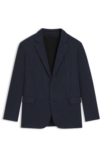 Куртка BOSS Slim-Fit Twill-Print Jersey Blazer темно-синій | 50544597