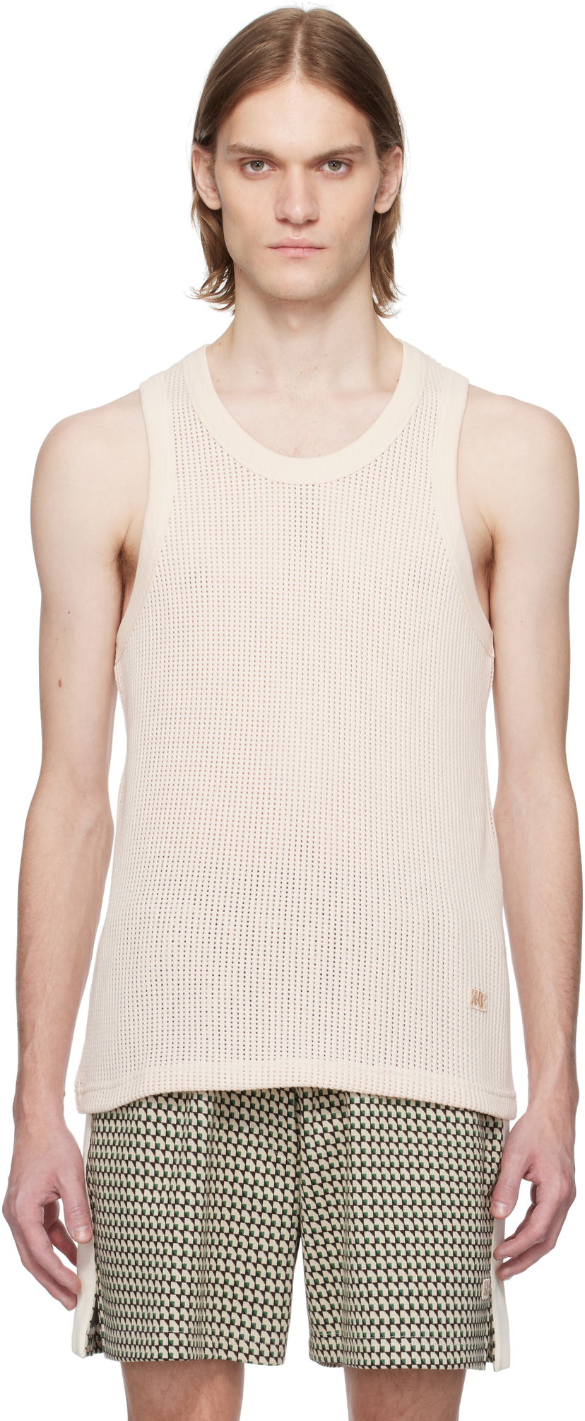Безрукавка Wales Bonner Wales Bonner Groove Knit Tank Top бежевий | MS25JE10-CO04-100 COTTON MESH