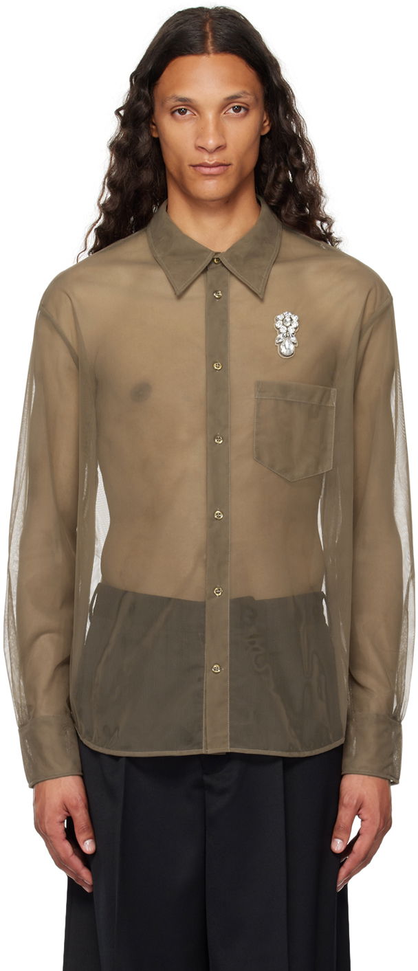 Сорочка Simone Rocha Simone Rocha Sheer Embellished Shirt Зелений | 5289TB 0069