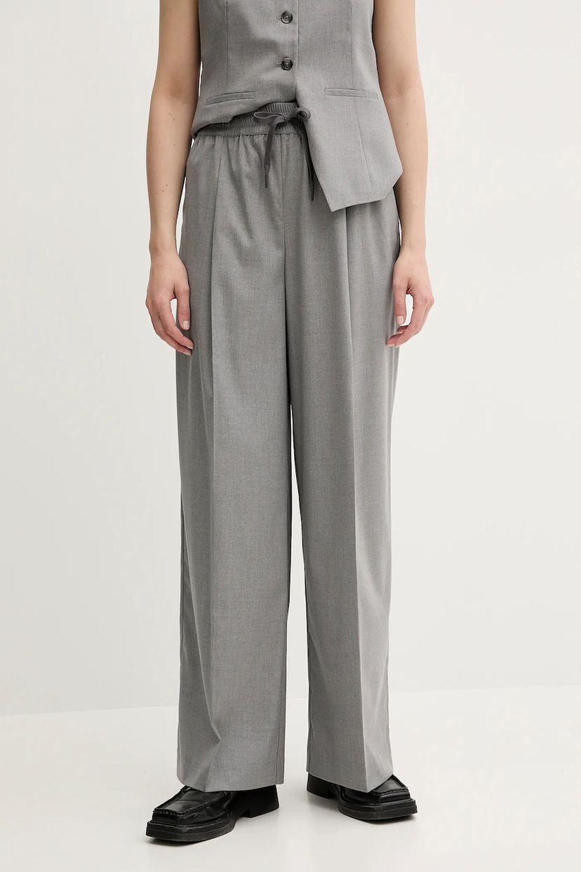 Штани Samsoe Samsoe Samsoe Samsoe SARILA High Waist Wide Leg Trousers Сірий | F25200049