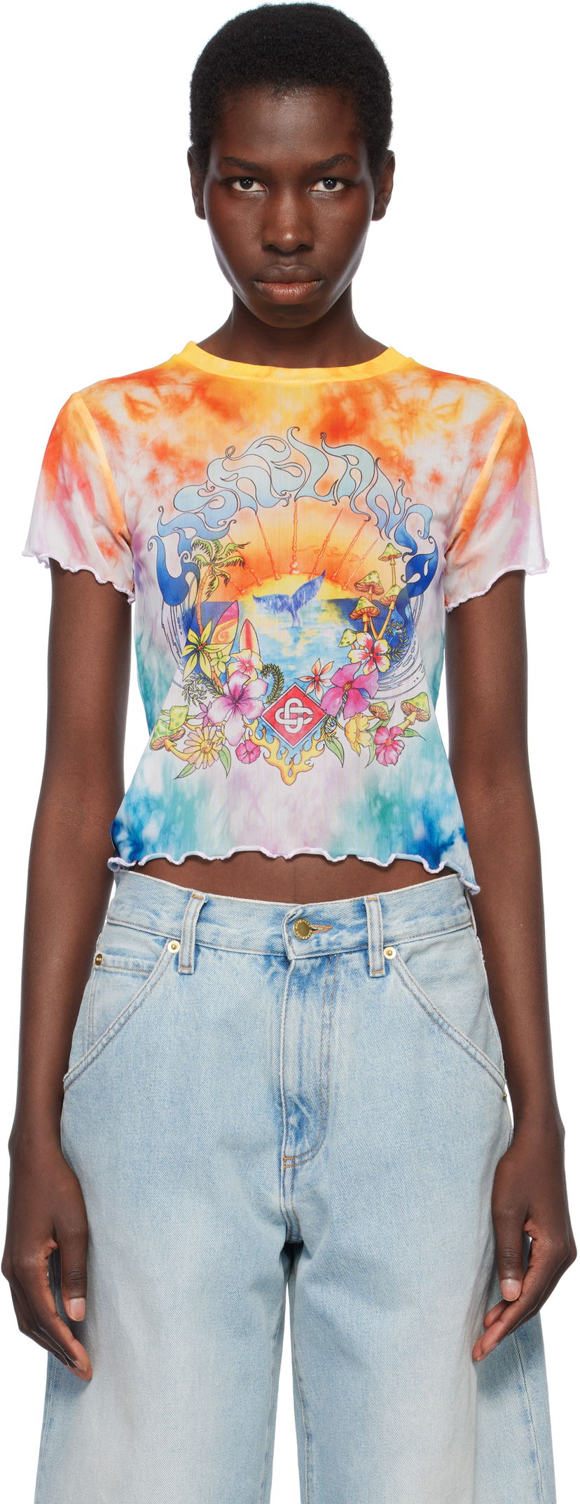 Кроп-топи Casablanca Casablanca Surf Trip Tie Dye Mesh T-Shirt Різнокольоровий | WS25-TP-074-01