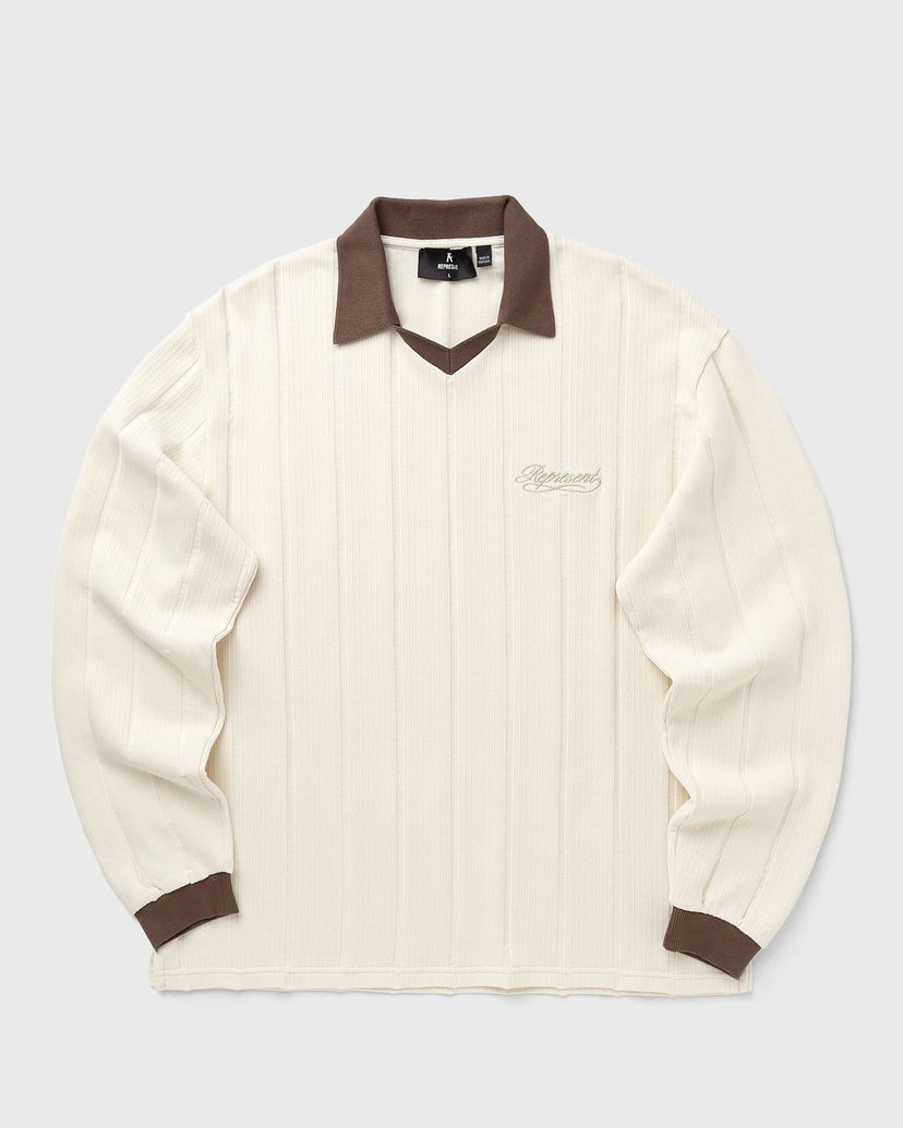 Сорочка поло Represent Clo Ribbed Long Sleeve Retro Football Polo Top бежевий | MLM100277-30