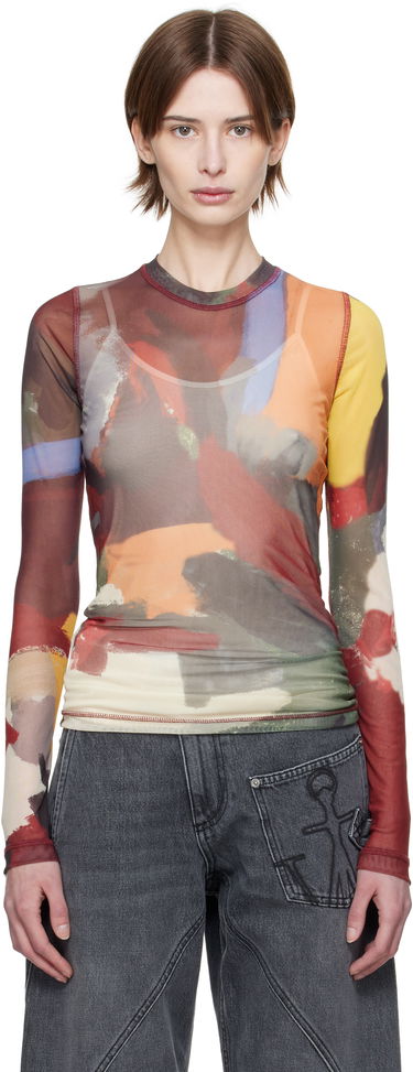 Футболка JW Anderson JW Anderson Abstract Print Sheer Long Sleeve T-Shirt Різнокольоровий | JO0138-PG1723, 0
