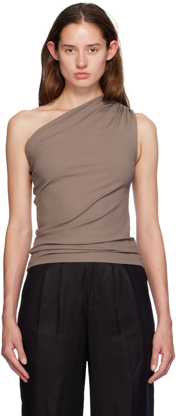 Безрукавка Anine Bing One Shoulder Slim Fit Top Коричневий | A-08-9271-BWN27