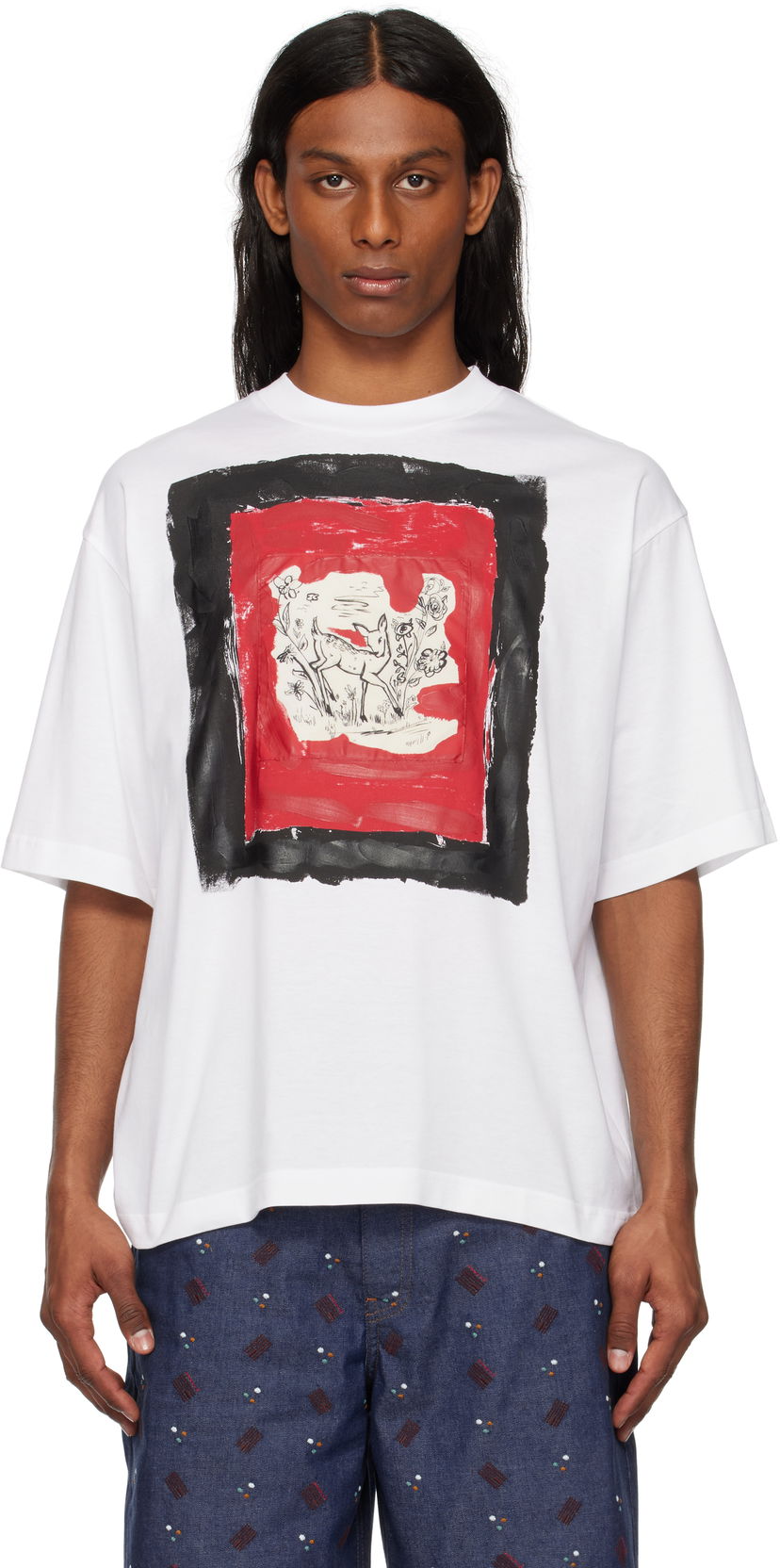 Футболка Marni Marni Fawn Print T-Shirt білий | HUMU0223QP USCX69