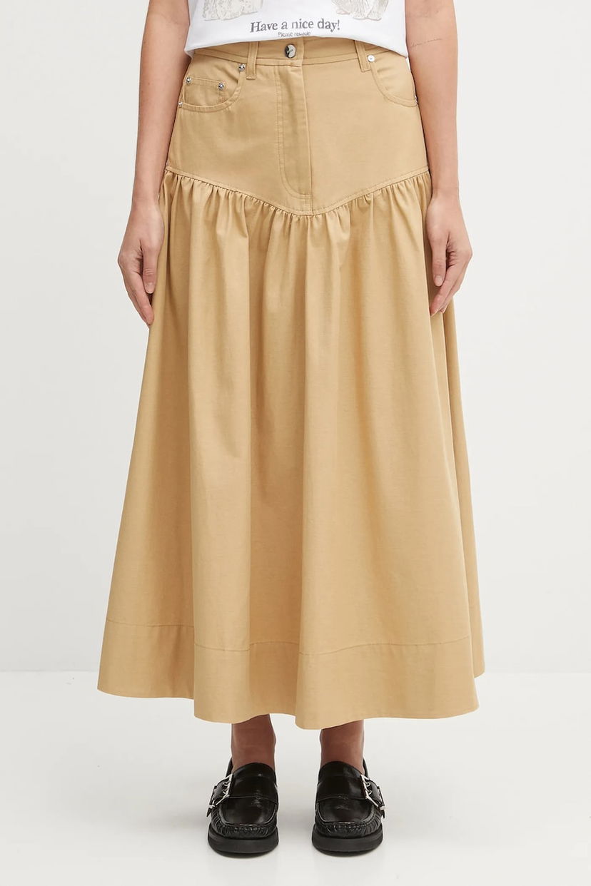 Спідниця GANNI GANNI Classic Summer Suiting Maxi A-Line Skirt бежевий | W0620