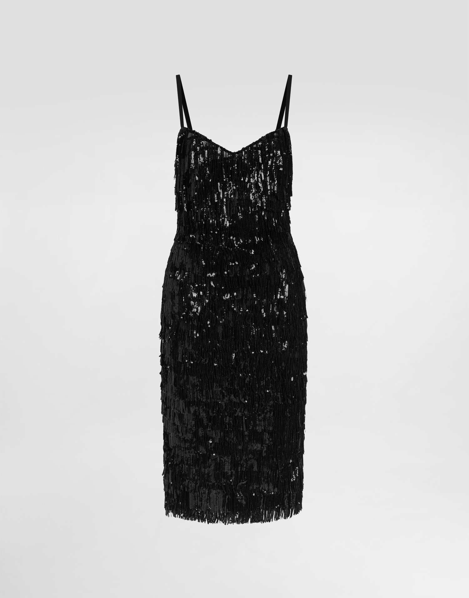 плаття Dolce & Gabbana Dolce & Gabbana Sequined Fringe Slip Dress чорний | F6TOKTGDC0GS9000, 0