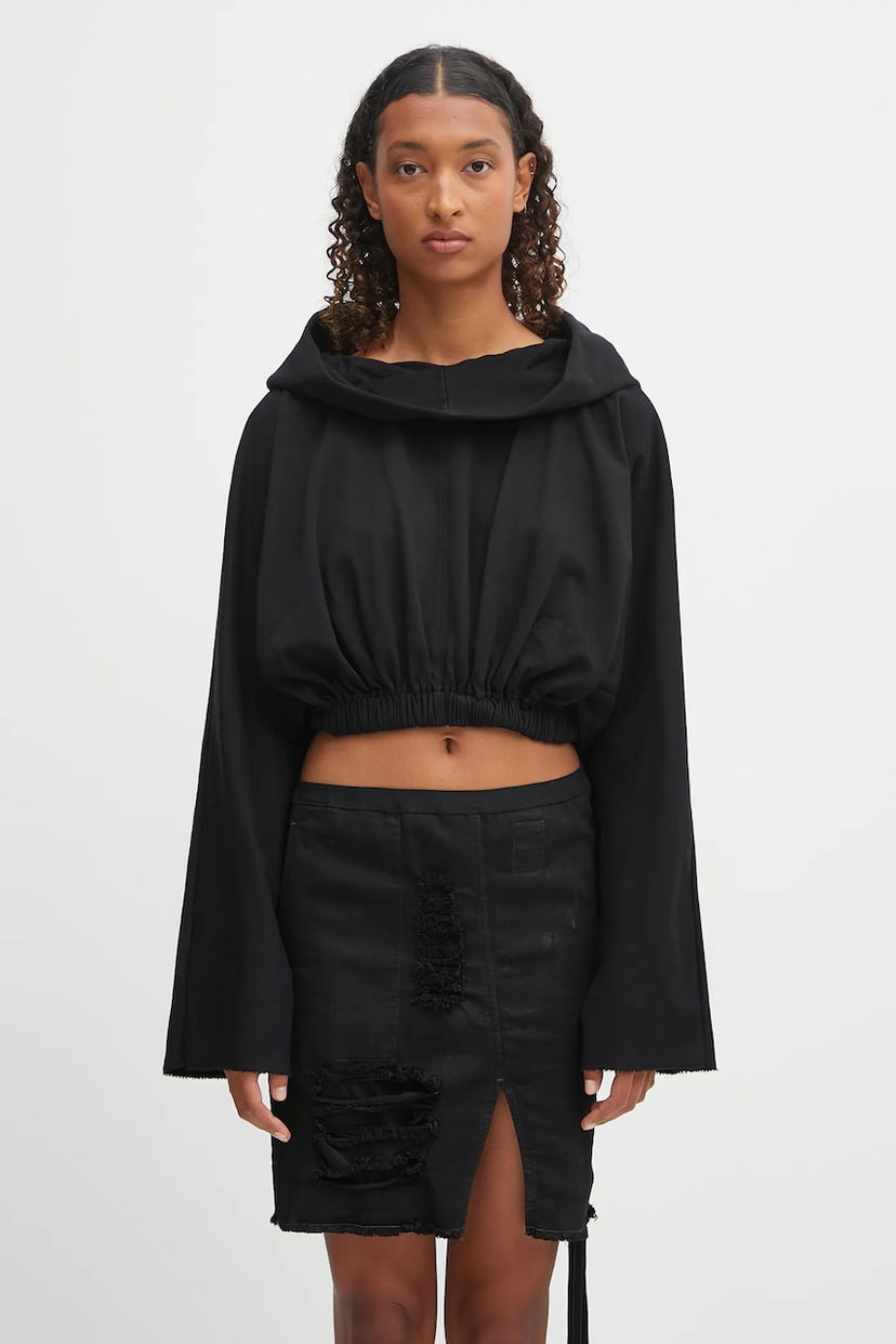 Світшоти Rick Owens Rick Owens DRKSHDW Cropped Hooded Tunic чорний | DS02E7236.RIG