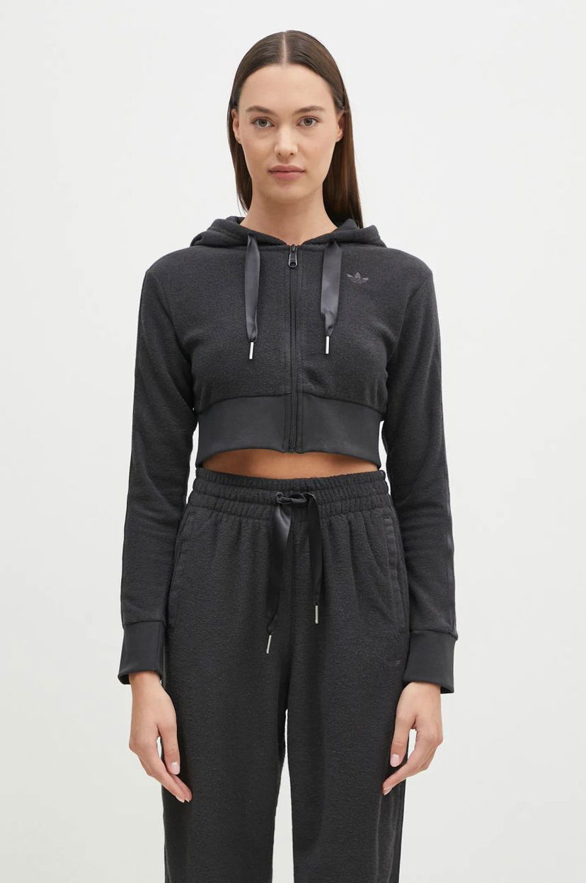 Світшоти adidas Originals Hoodie Cropped With Zipper Сірий | JN3006