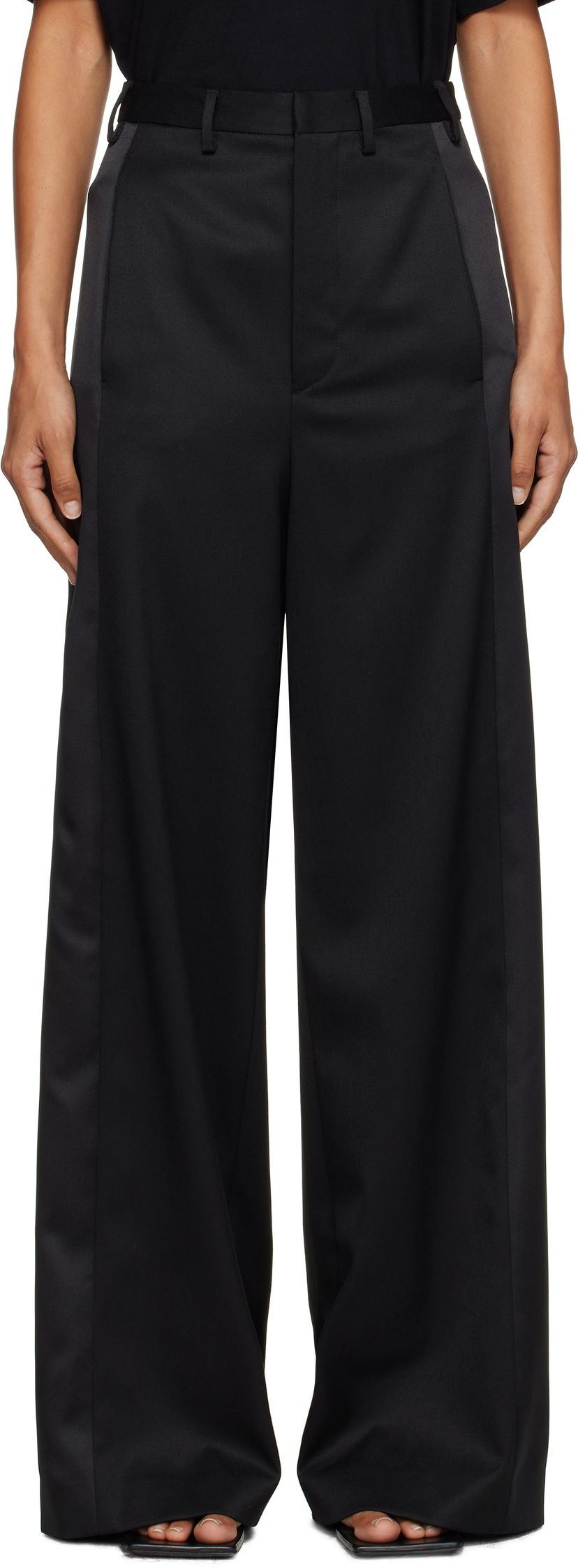 Штани Maison Margiela MM6 Maison Margiela Tailored Wool Wide-Leg Trousers чорний | S52KA0541 S47848