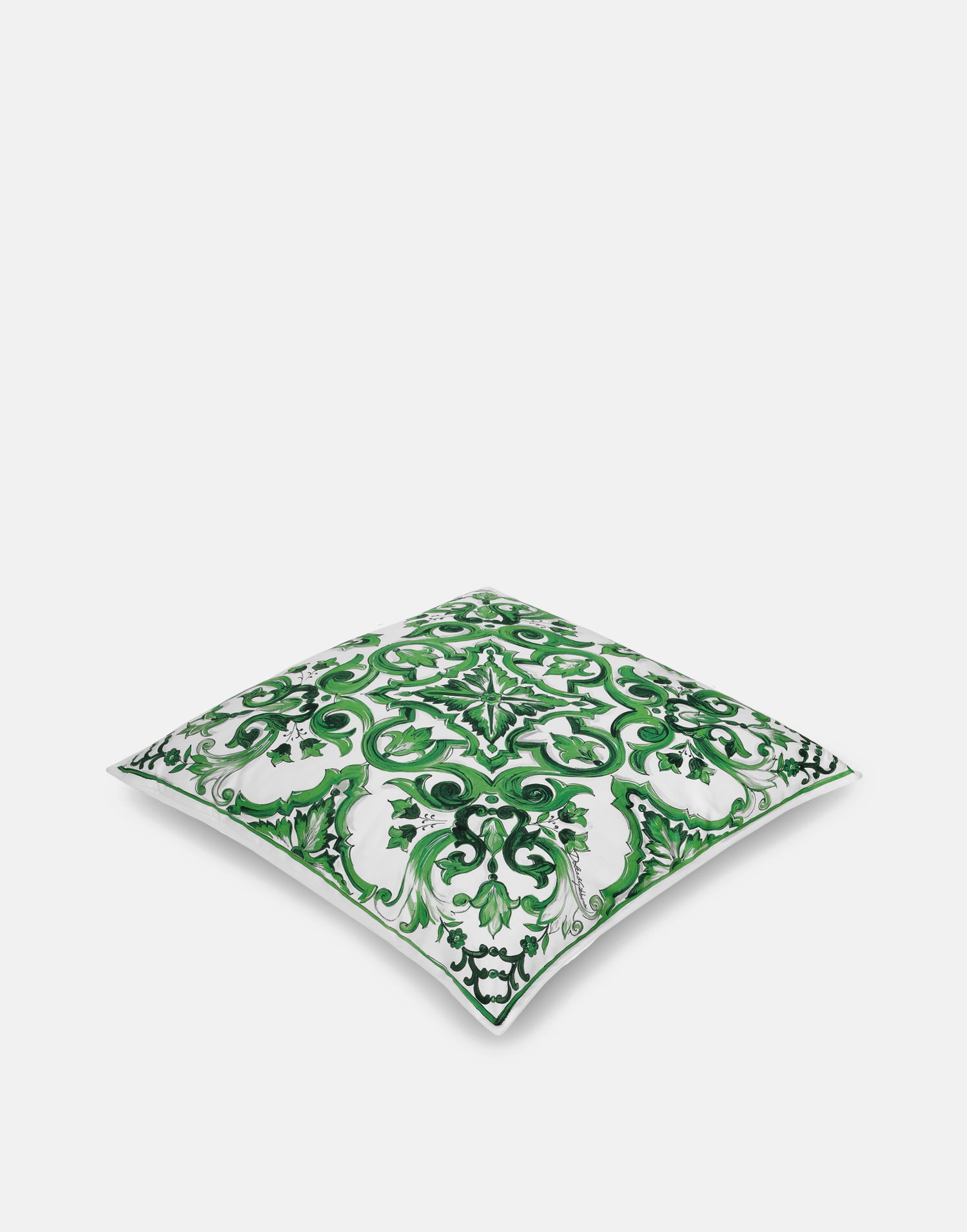 Домашній декор Dolce & Gabbana Dolce & Gabbana Canvas Cushion Medium with Mediterranean Tile Print Зелений | TCE002TCAA2UV010, 1