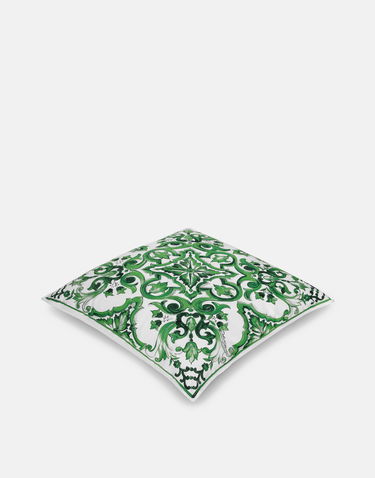 Домашній декор Dolce & Gabbana Dolce & Gabbana Canvas Cushion Medium with Mediterranean Tile Print Зелений | TCE002TCAA2UV010, 1