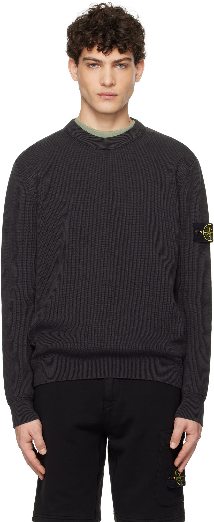 Cветр Stone Island Stone Island Ribbed Organic Cotton Crewneck Sweater Сірий | K1S15 5100054 S00D8