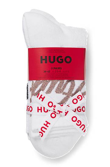 Шкарпетки BOSS Three-pack of short-length socks with sparkly logos білий | 50546384, 1