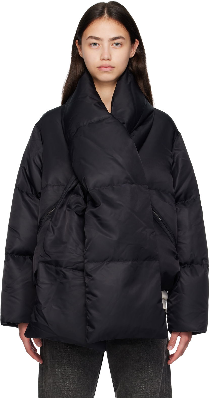 Пуховик Maison Margiela MM6 Maison Margiela Scarf Down Jacket чорний | S52AM0332 M35257