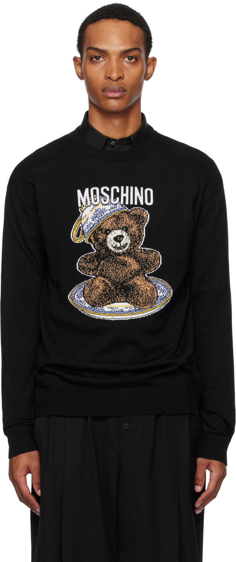 Cветр Moschino Moschino Teddy Intarsia Wool Sweater чорний | 252ZZ092952002555