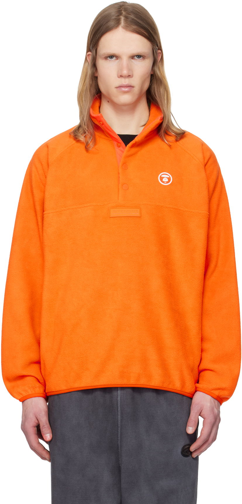 Cветр AAPE by A Bathing Ape AAPE by A Bathing Ape 'AAPE NOW' Fleece Pullover Помаранчевий | AAPSWMB322XXNORX