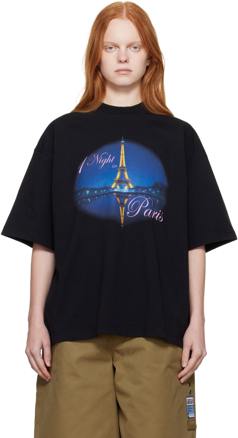 Футболка VETEMENTS VETEMENTS 'Night In Paris' Oversized T-Shirt чорний | UH76TR410B