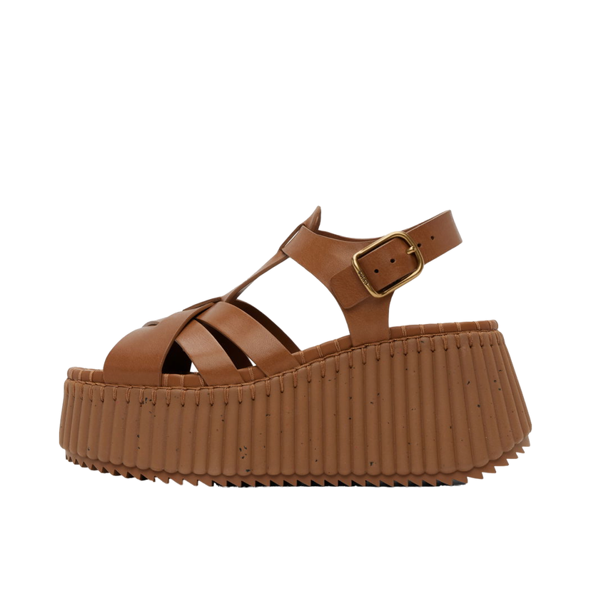 Кросівки та взуття CHLOÉ Nama Wedge Sandals Коричневий | CHC24A05DNC