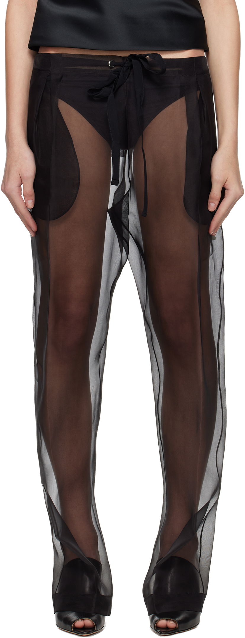 Штани Khaite KHAITE Trenton Sheer Silk Trousers чорний | 3160343