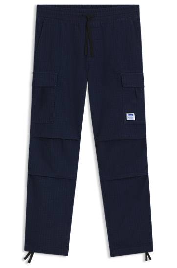 Штани карго BOSS Relaxed-Fit Ripstop Cargo Trousers темно-синій | 50552121