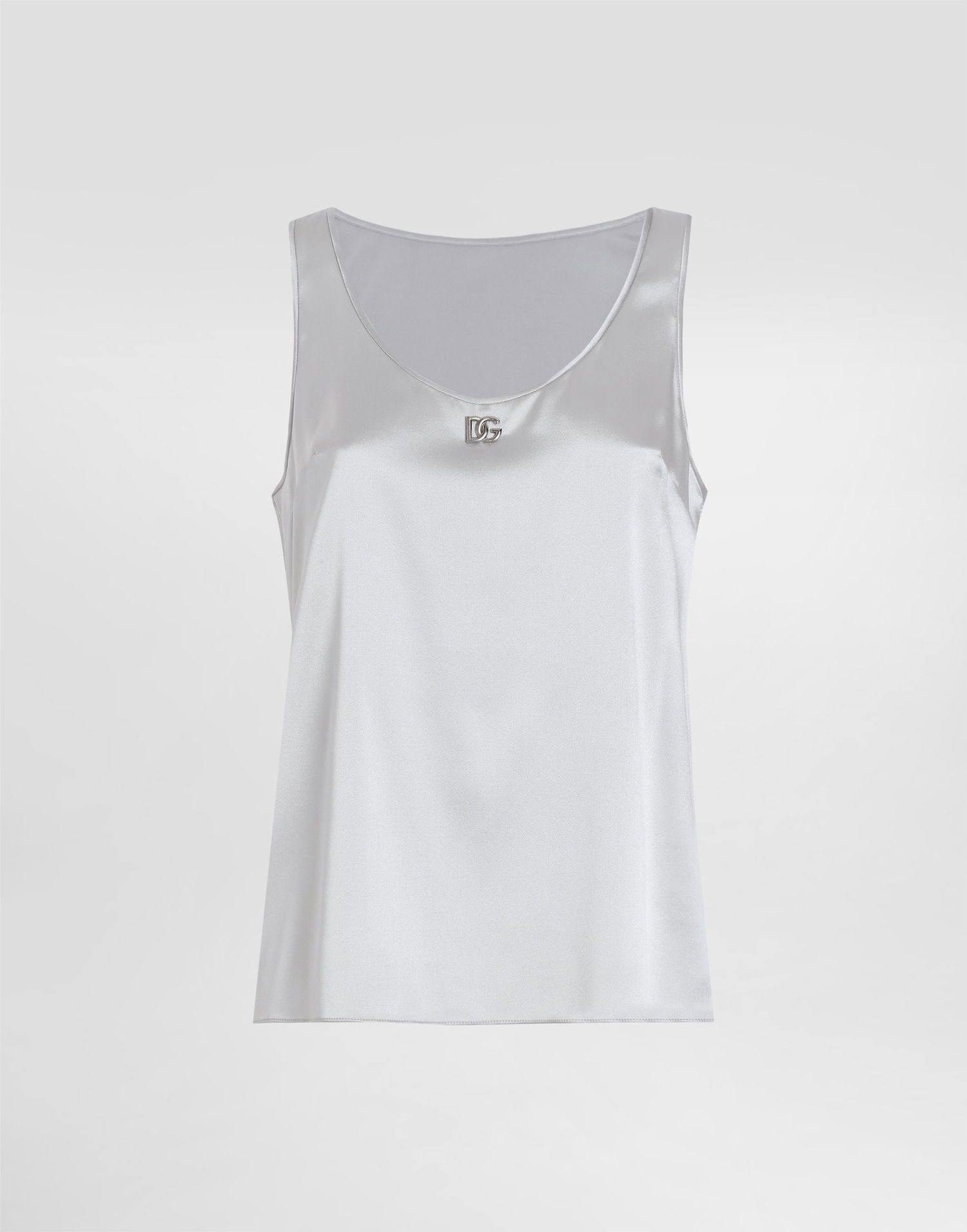 Безрукавка Dolce & Gabbana Satin Tank Top With Logo Pin Сірий | F7AK5TGDCVQN4534, 0