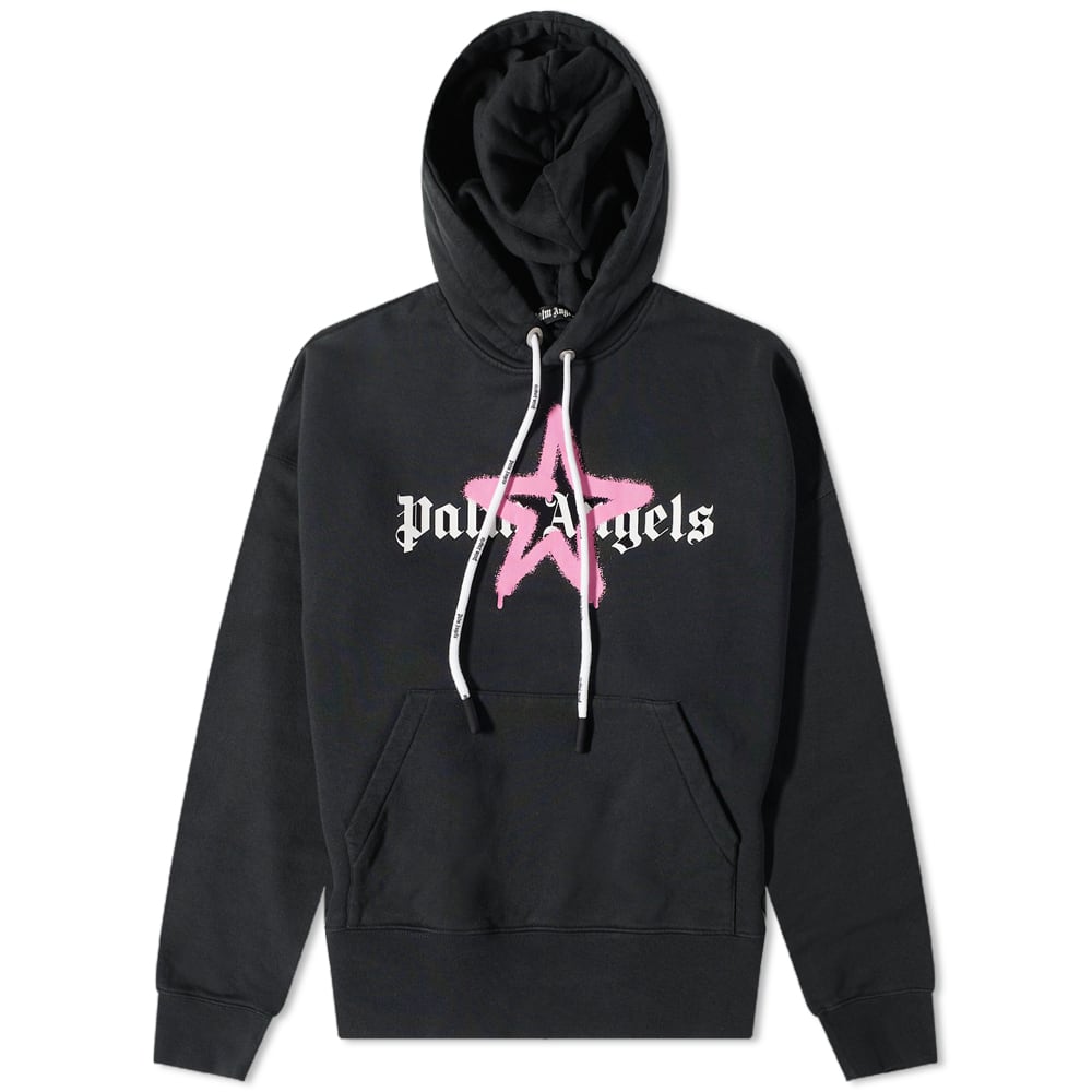 Світшоти Palm Angels Star Sprayed Logo Popover Hoody чорний | PMBB058C99FLE0071030, 0