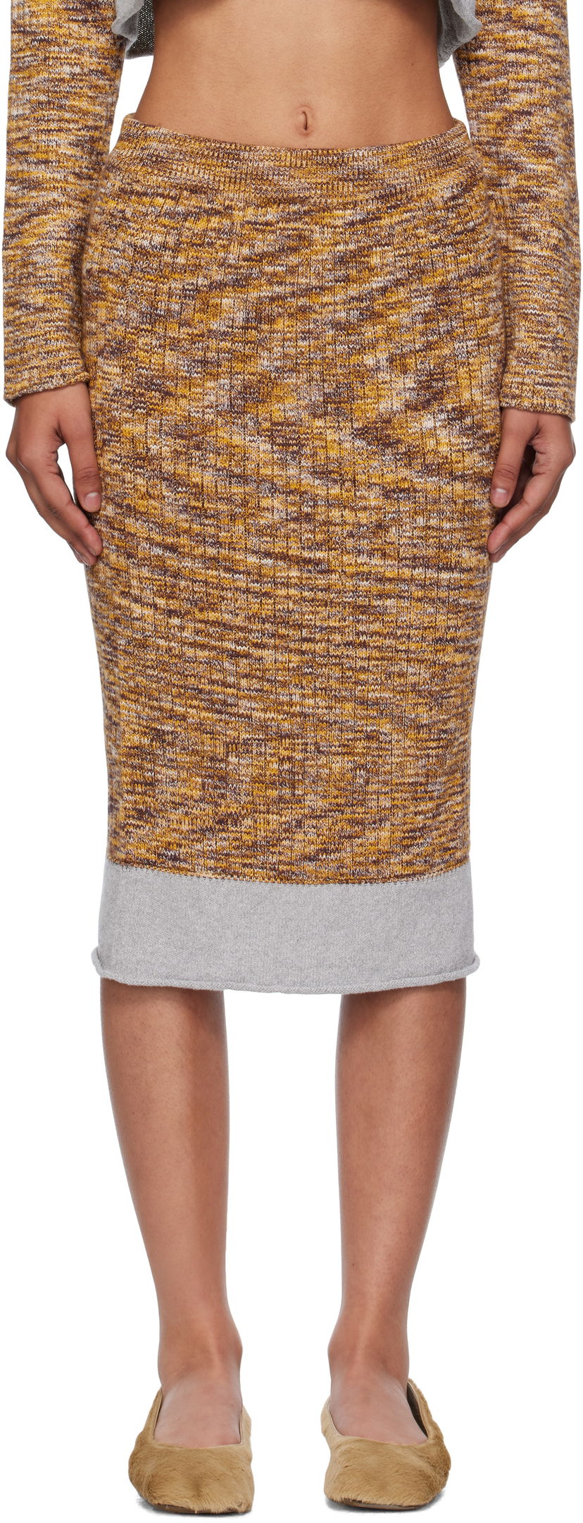 Спідниця Baserange Baserange Midi Knit Skirt Жовтий | SSWA-TC-AU25