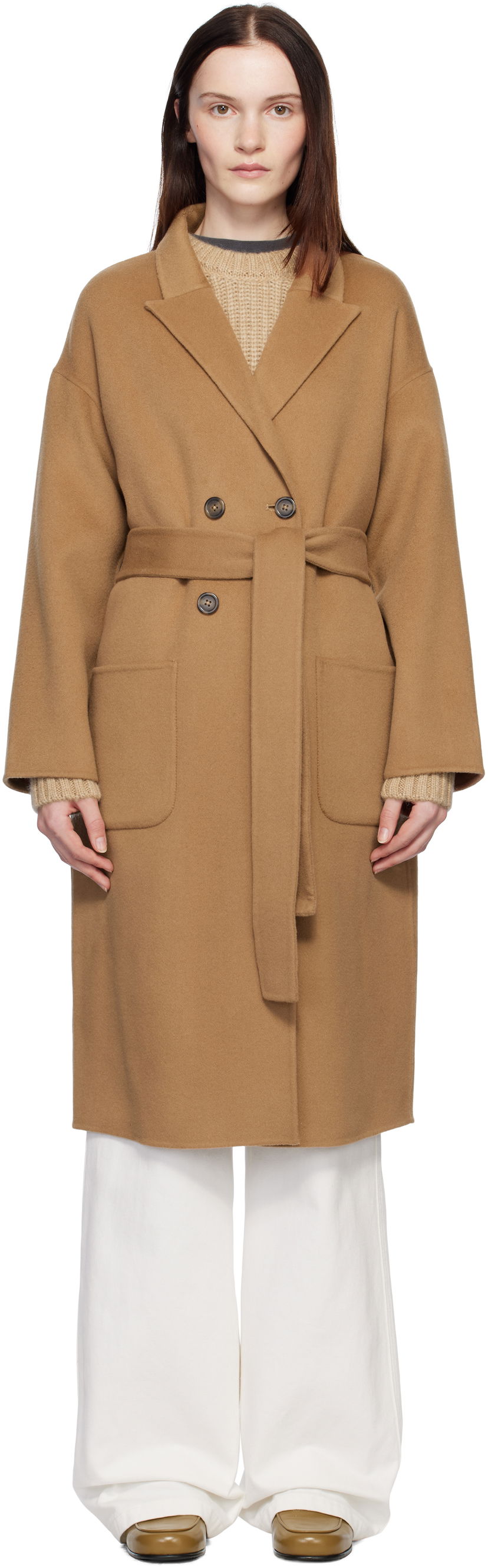 Пальто Anine Bing Anine Bing Dylan Double-Breasted Wool Coat Коричневий | A-01-4001-200