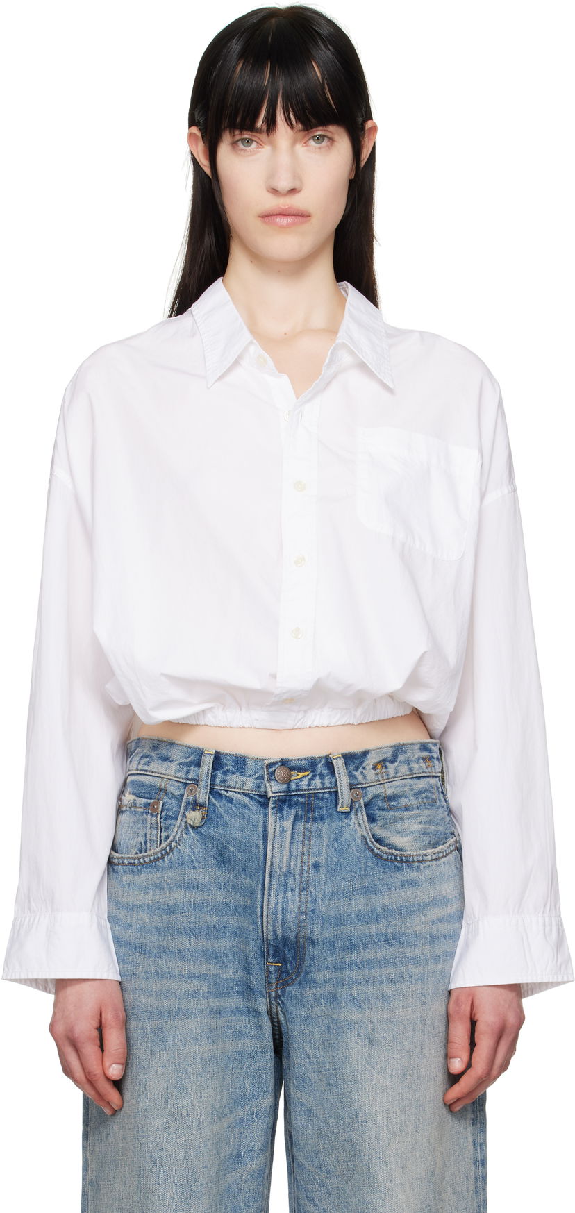 Сорочка R13 R13 Crossover Cropped Button-Down Shirt білий | R13WR269-R338B