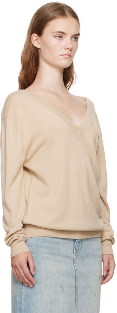 Cветр We11done Deep V-Neck Sweater бежевий | WD-KT2-24-642-W-BG, 1