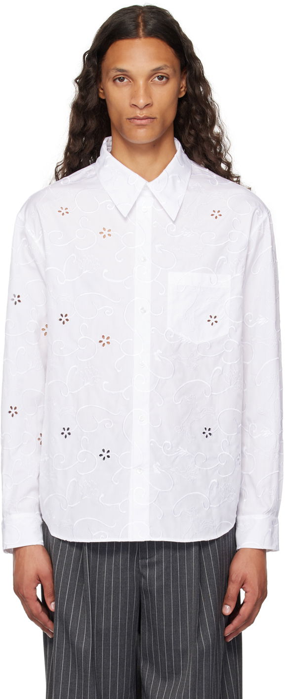 Сорочка Simone Rocha Simone Rocha Classic Fit Embroidered Shirt білий | 5281 1023