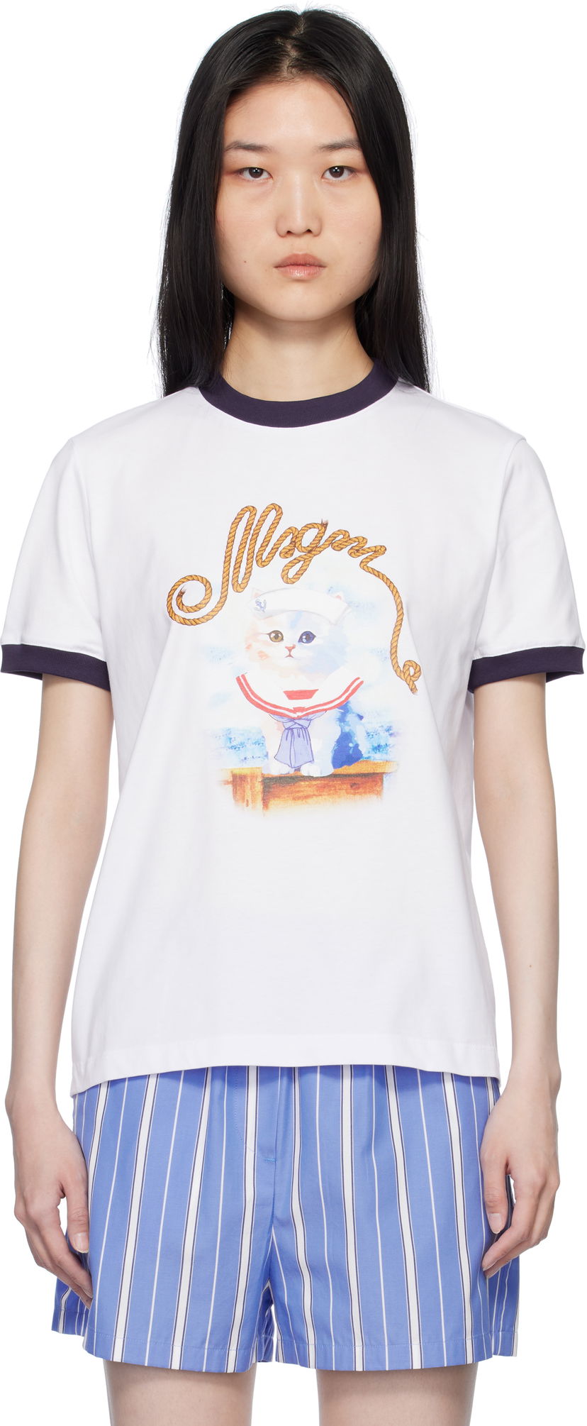 Футболка MSGM White Graphic Print T-Shirt білий | 3841MDM152 257002