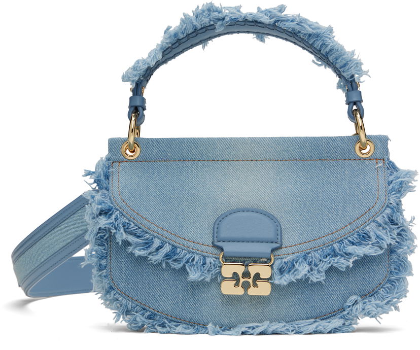 Сумочка GANNI GANNI Mini Top Handle Apo-G Denim Bag Синій | A6520