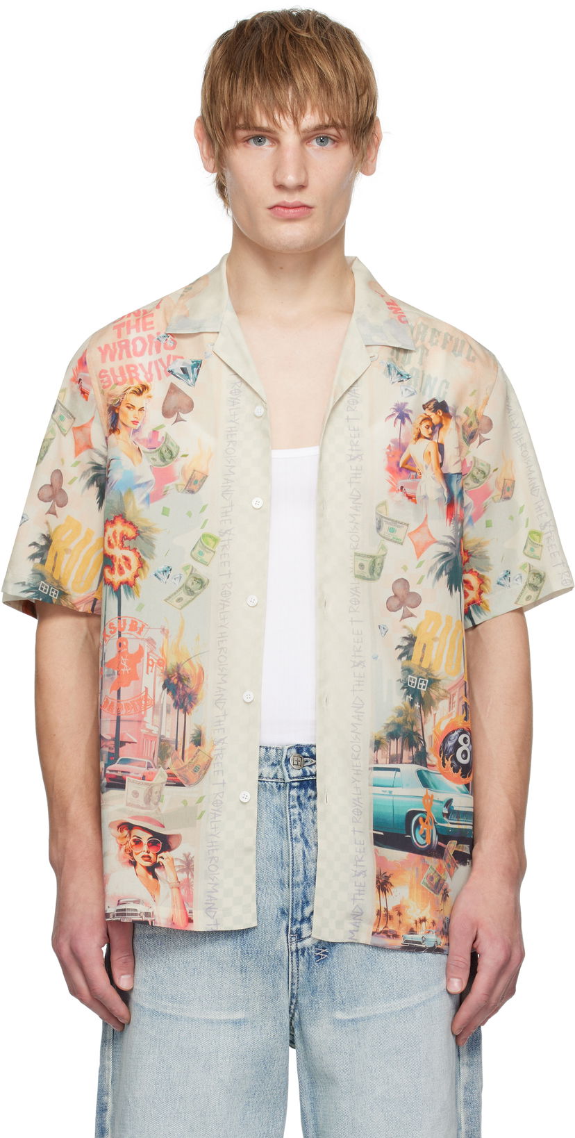Сорочка Ksubi World Order Print Short Sleeve Resort Shirt Різнокольоровий | MPS25SH003