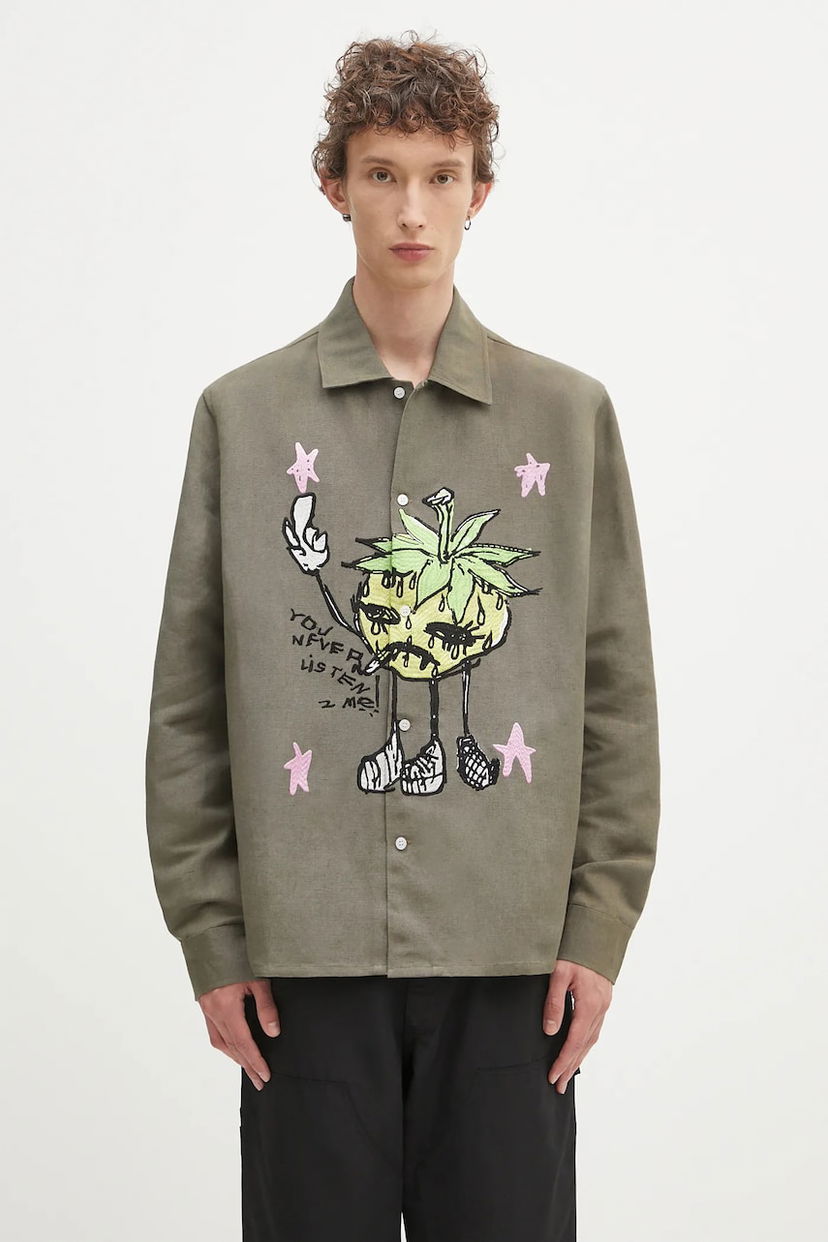 Сорочка Sky High Farm Sky High Farm Strawbabies Relaxed Linen Shirt Зелений | SHF07B002