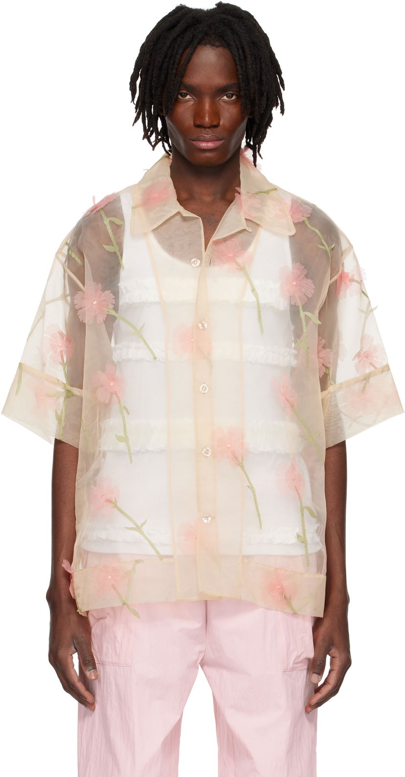 Сорочка Simone Rocha Simone Rocha Carnation Organza Boxy Shirt бежевий | 5332 1245