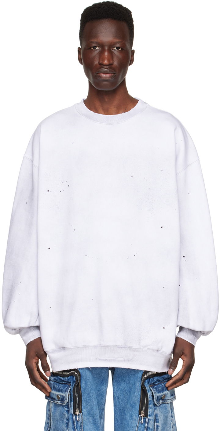 Світшоти We11done We11done Distressed Cotton Sweatshirt білий | WD-TS1-22-620-U-WH