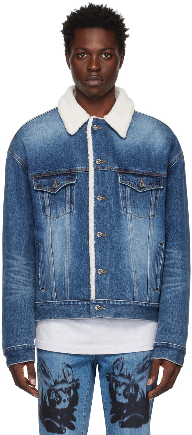 Куртка We11done Oversized Faux-Shearling Denim Jacket Синій | WD-DJ3-22-378-U-BL