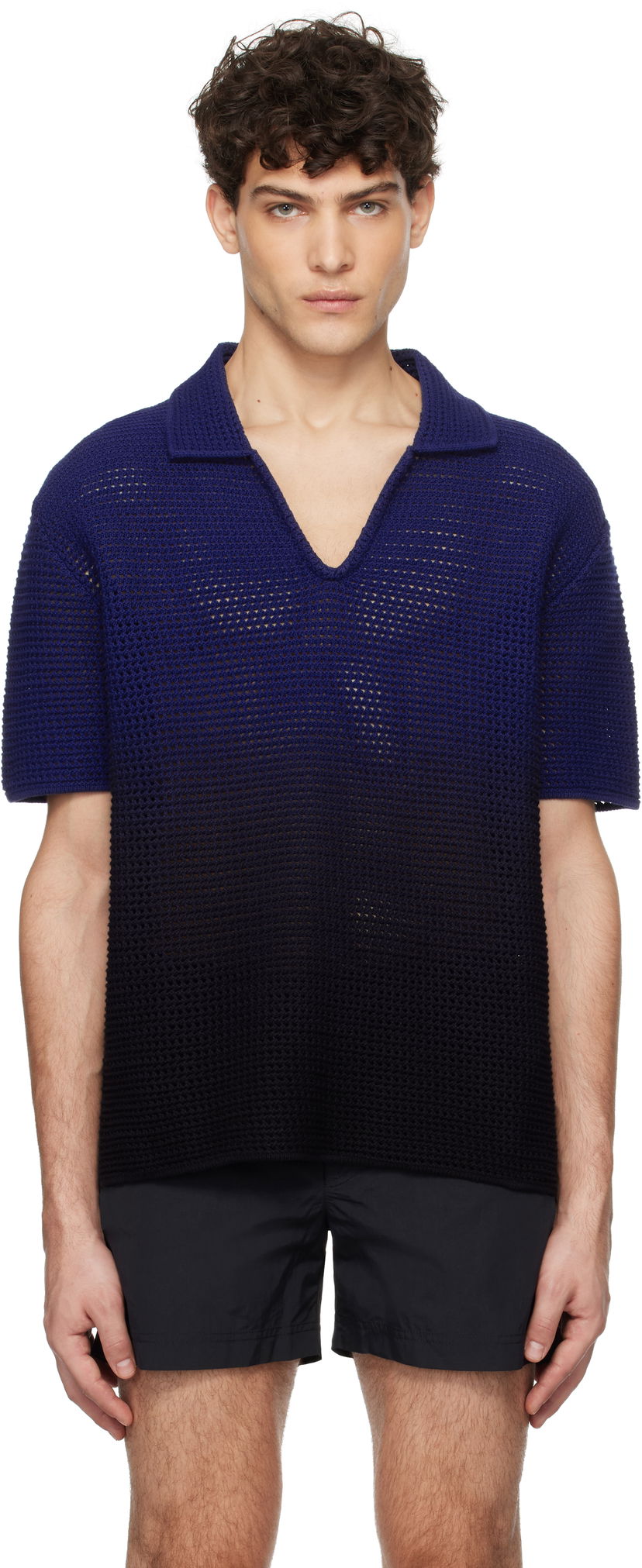 Сорочка поло Orlebar Brown Orlebar Brown Batten Open Knit Polo Синій | 280027