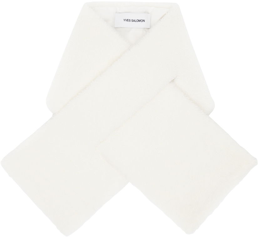 Шарф Yves Salomon Down Shearling Scarf білий | 25W25WAA004XXDOTM