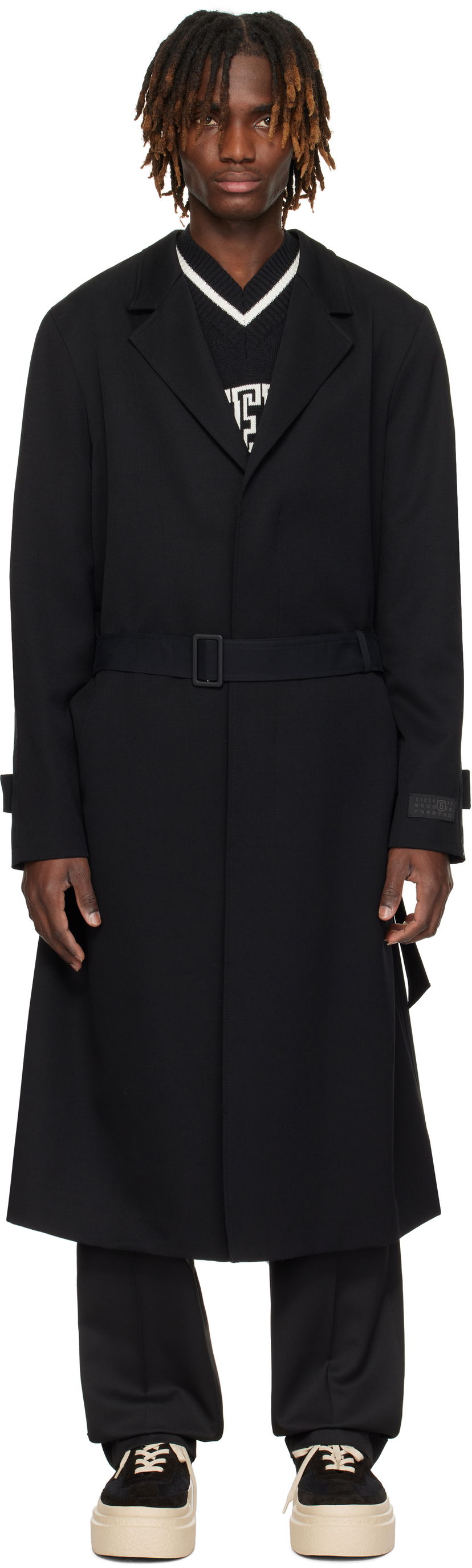 Пальто Maison Margiela MM6 Maison Margiela Wool & Cotton Gabardine Trench Coat чорний | SH0AA0009 MTN039