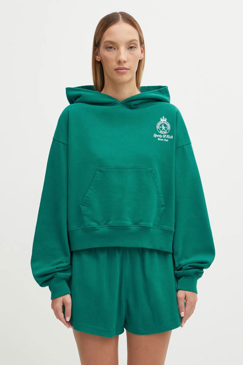 Світшоти Sporty & Rich Sporty & Rich Crown Tennis Embroidered Cropped Hoodie Зелений | ST074621426GR03