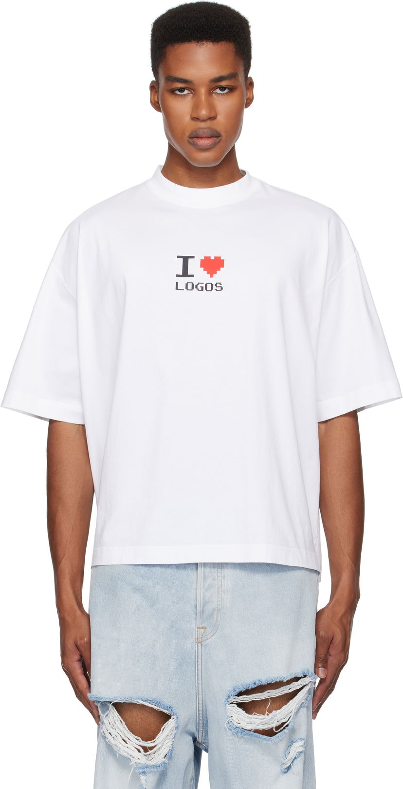 Футболка VETEMENTS 'I Love Logos' Cropped Boxy T-Shirt білий | UA66TR695W