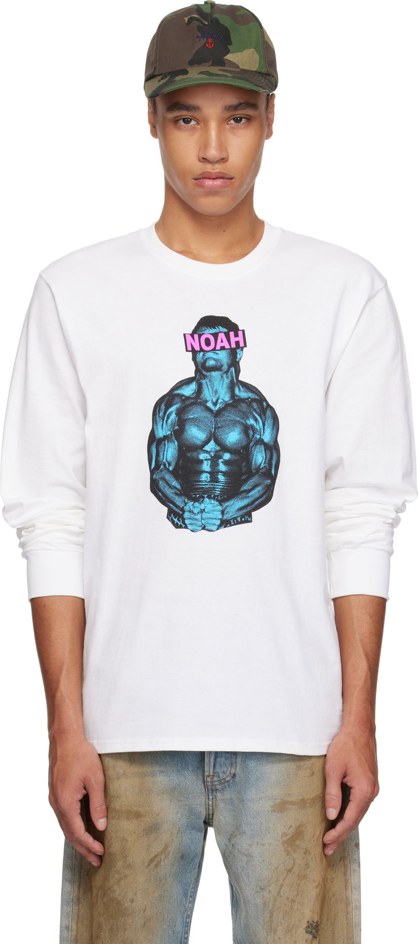 Футболка Noah Noah 'The Pain Cave' Graphic Long Sleeve T-Shirt білий | T256SS25WHT