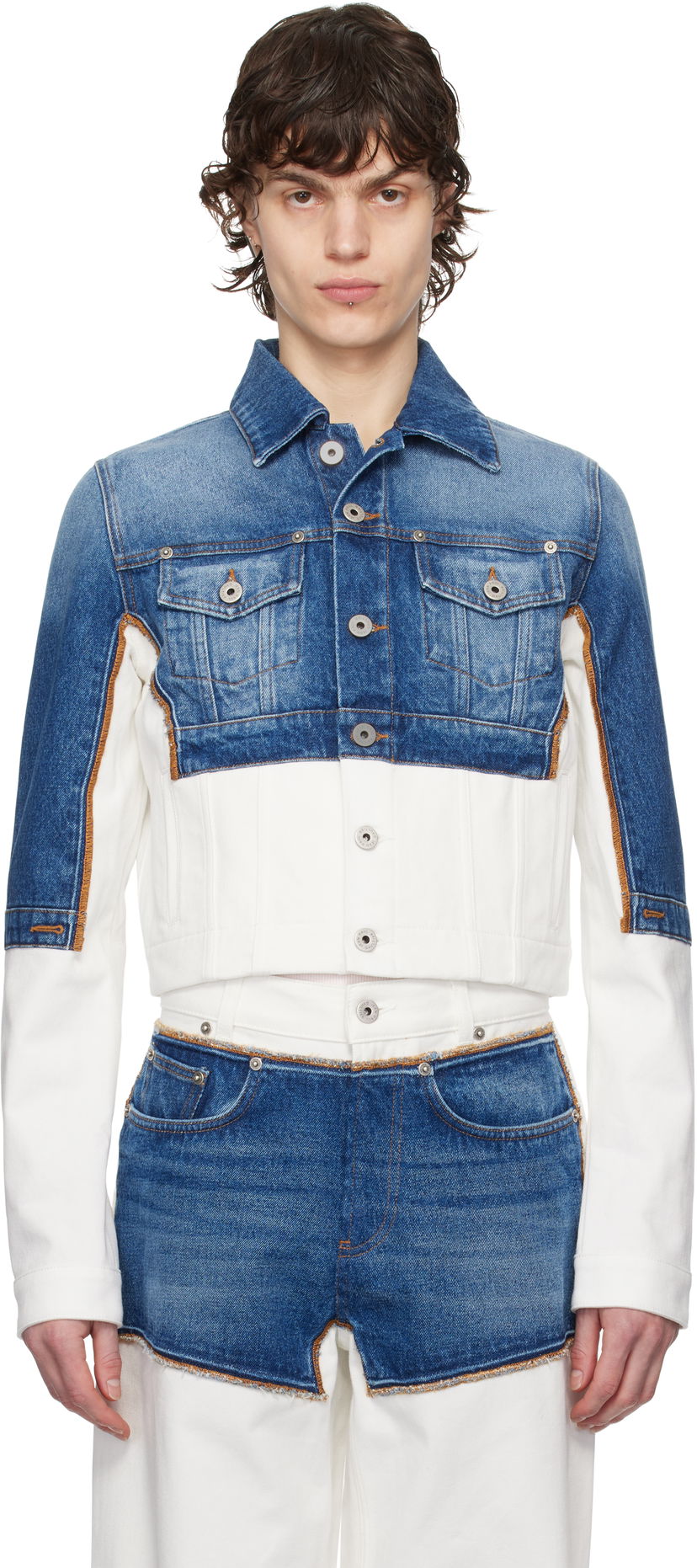 Куртка Jean Paul Gaultier Jean Paul Gaultier 'The Petit Grand' Cropped Denim Jacket Синій | 25/33-F-VE090-D018-0357