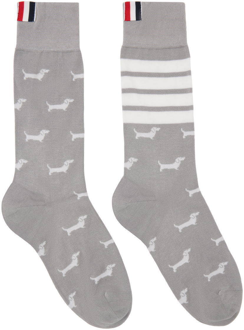 Шкарпетки Thom Browne Thom Browne Hector Mid Calf Socks with Dachshund Print Сірий | FAS226A-Y3012