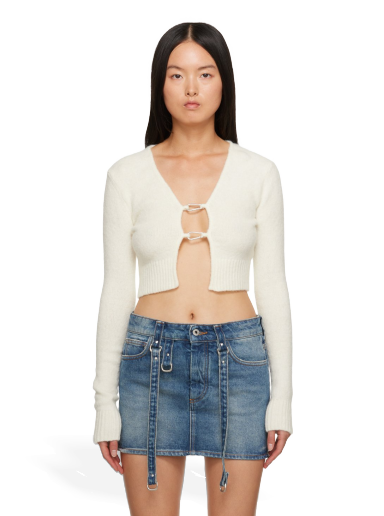 Cветр HERON PRESTON Lanyard Clasp Cardigan білий | HWHB008F23KNI0010400